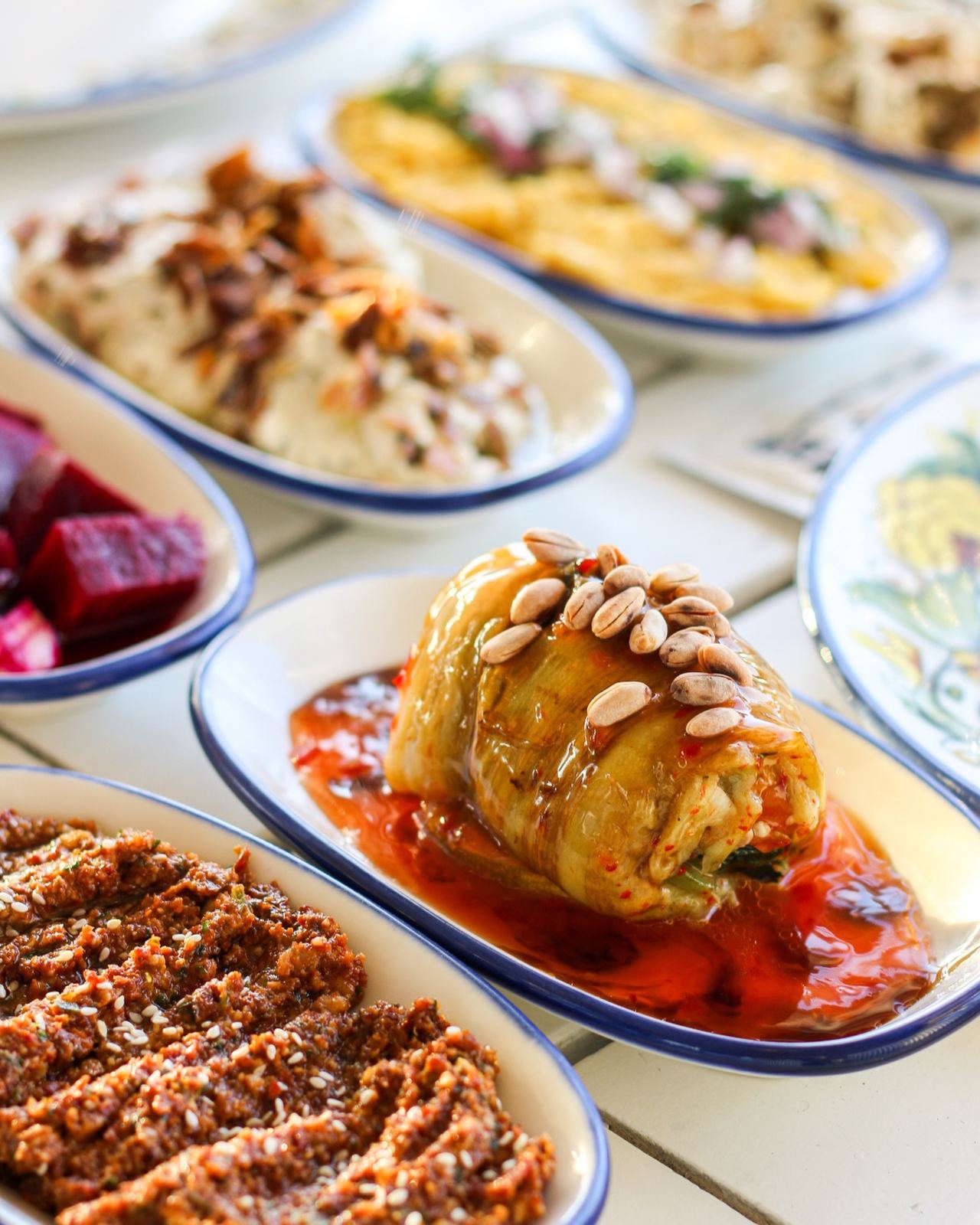 Çam fıstıklı dolma ve ev yapımı mezeler